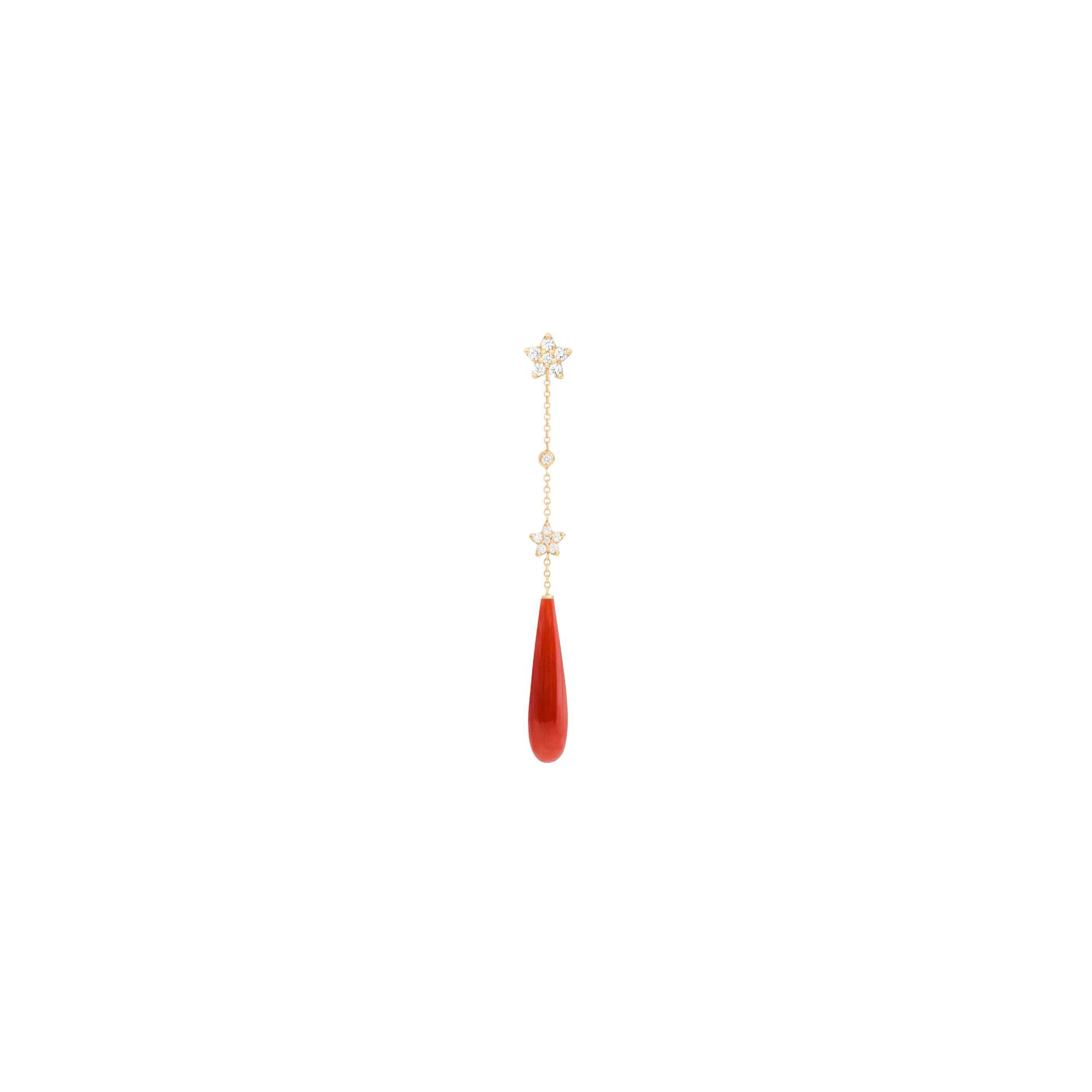 Pendentif pour boucle d'oreille Ole Lynggaard Shooting Stars en or jaune, diamants et corail