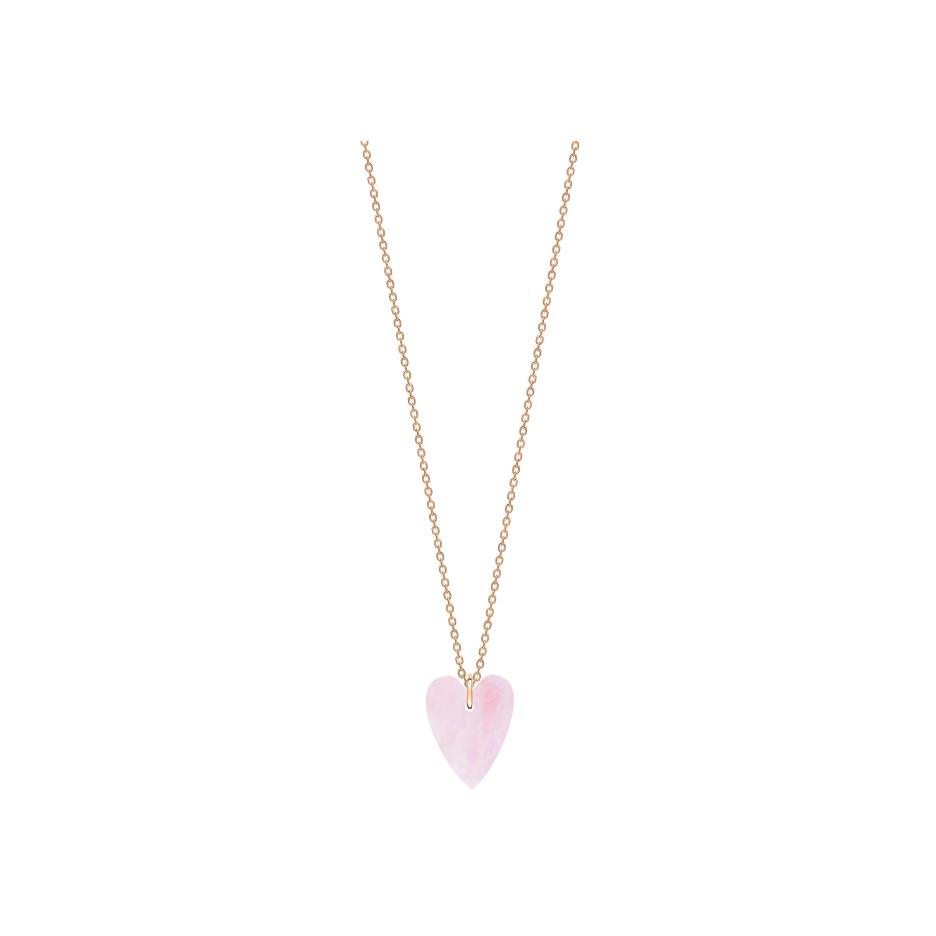 Collier Ginette NY ANGELE Mini en or rose et quartz rose