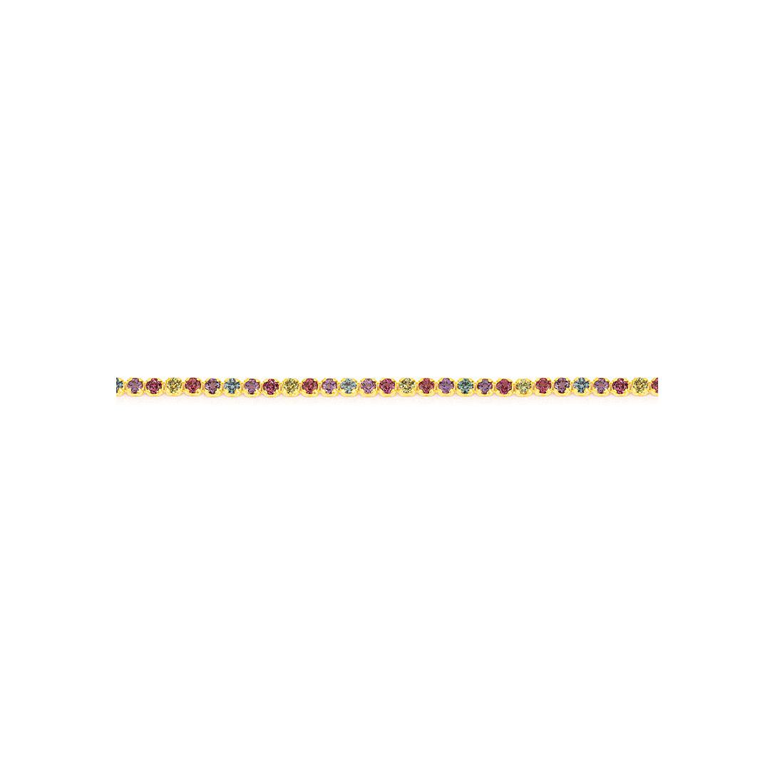 Bracelet  en or jaune, saphir, améthyste, péridot et rhodolite