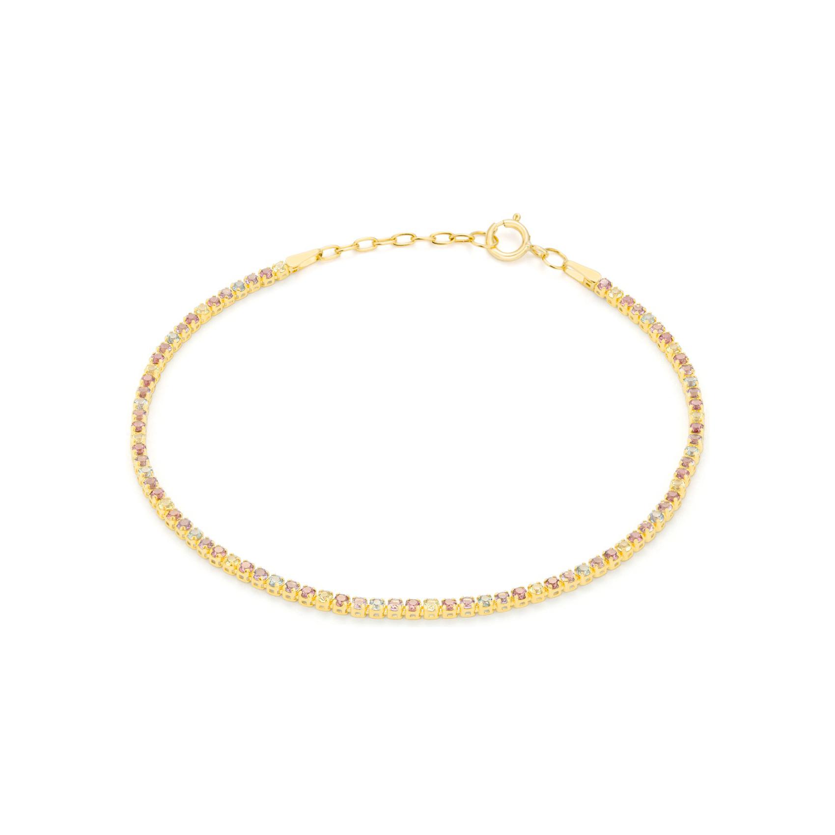 Bracelet en or jaune, saphir, améthyste, péridot et rhodolite