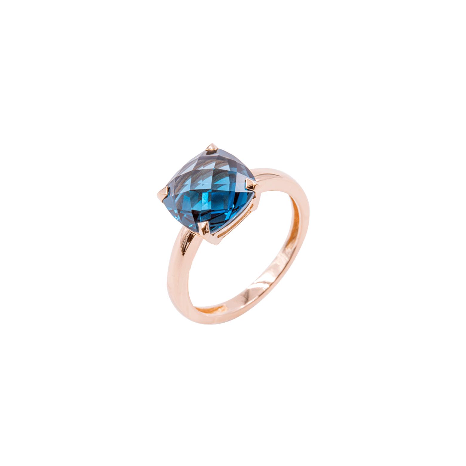 Bague Raynal en or rose et topaze bleu london