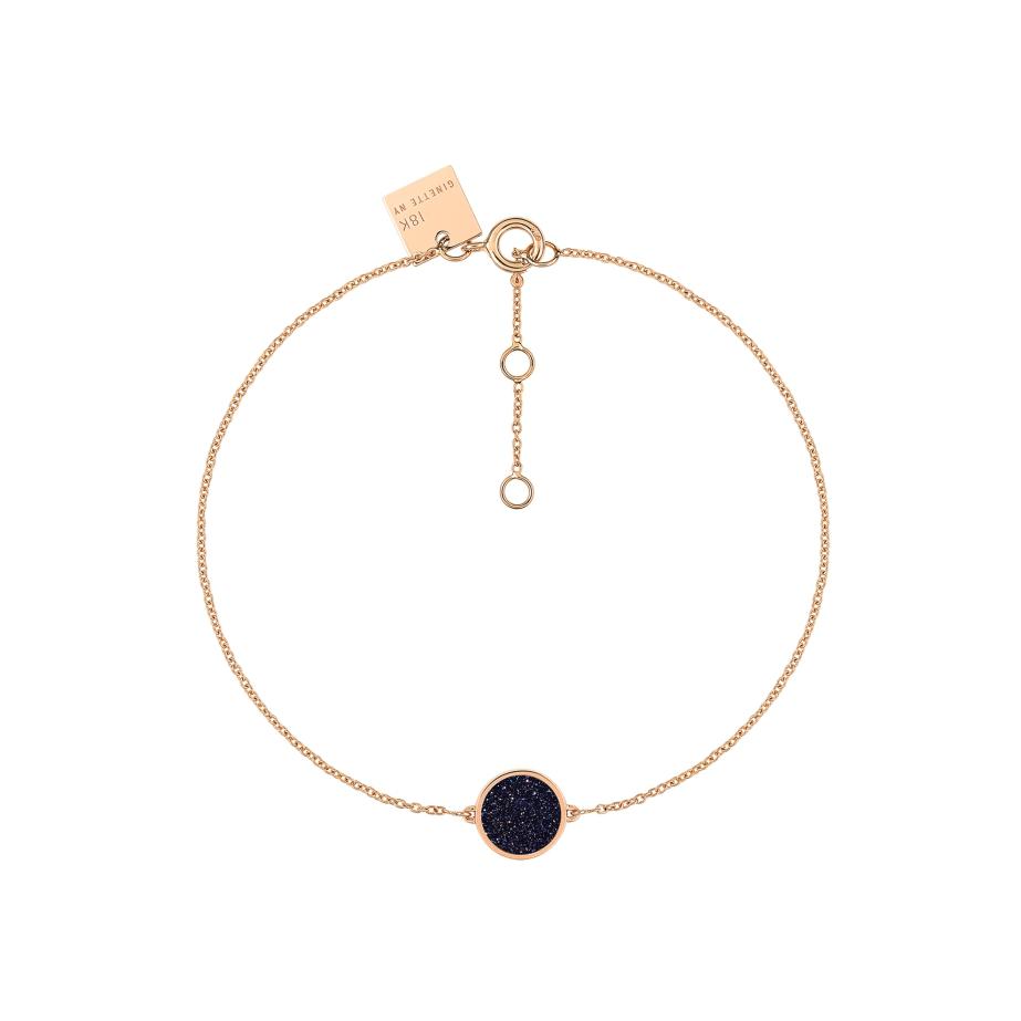 Bracelet Ginette NY MINI EVER DISC en or rose et blue sand stone