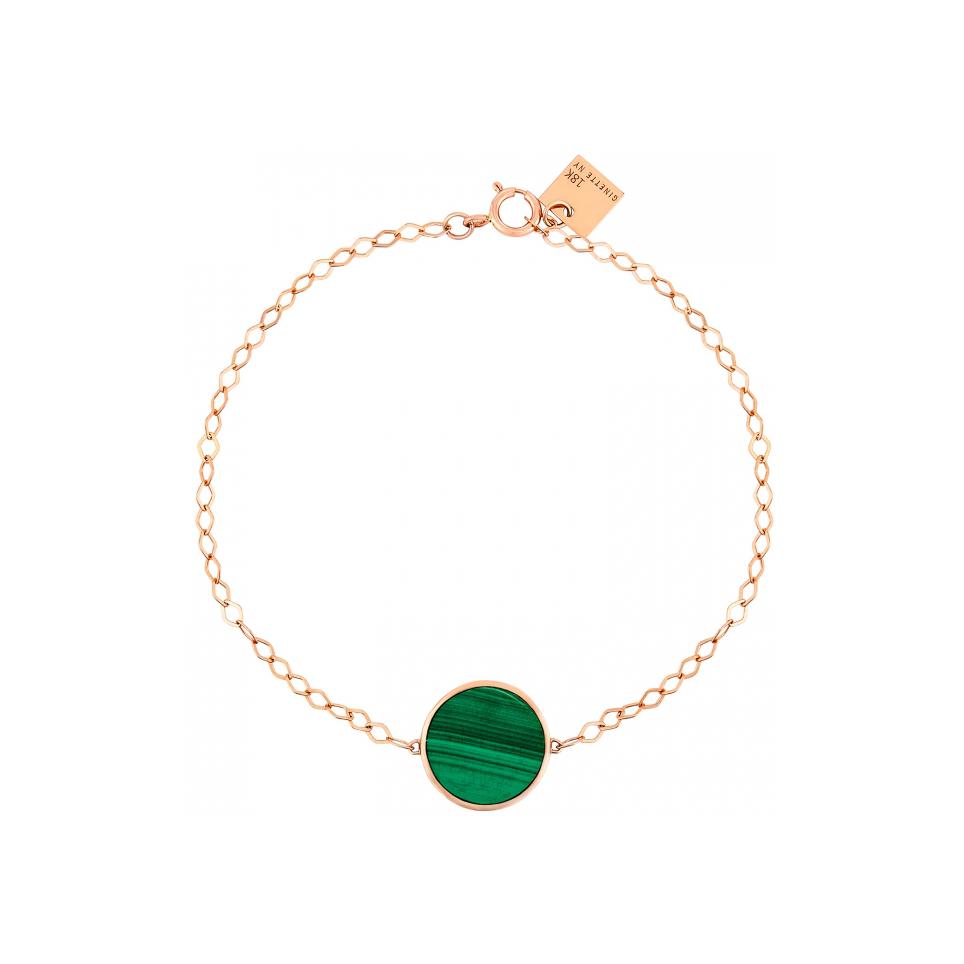 Bracelet Ginette NY EVER DISC en or rose et malachite