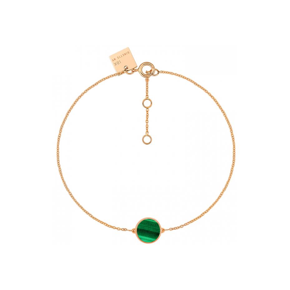 Bracelet Ginette NY MINI EVER DISC en or rose et malachite