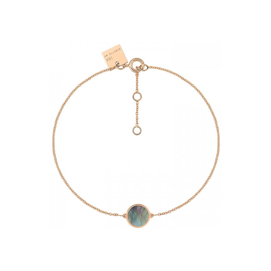 Bracelet Ginette NY MINI EVER DISC en or rose et nacre