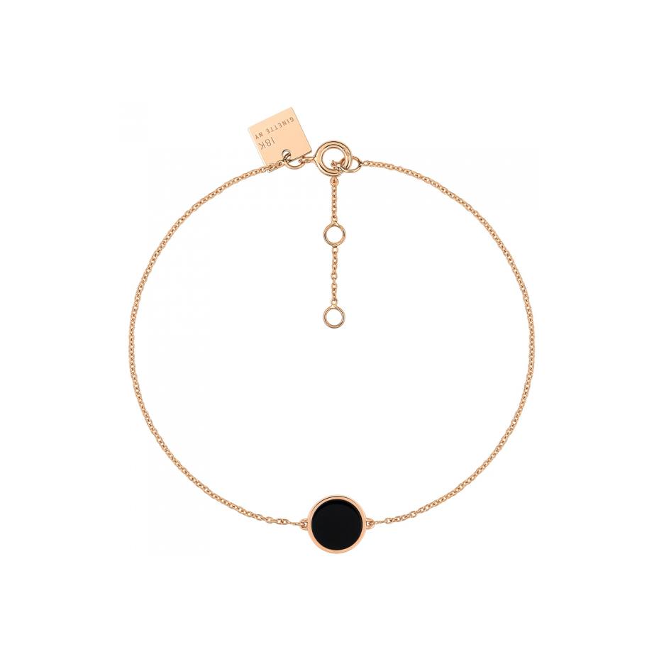 Bracelet Ginette NY MINI EVER DISC en or rose et onyx noir