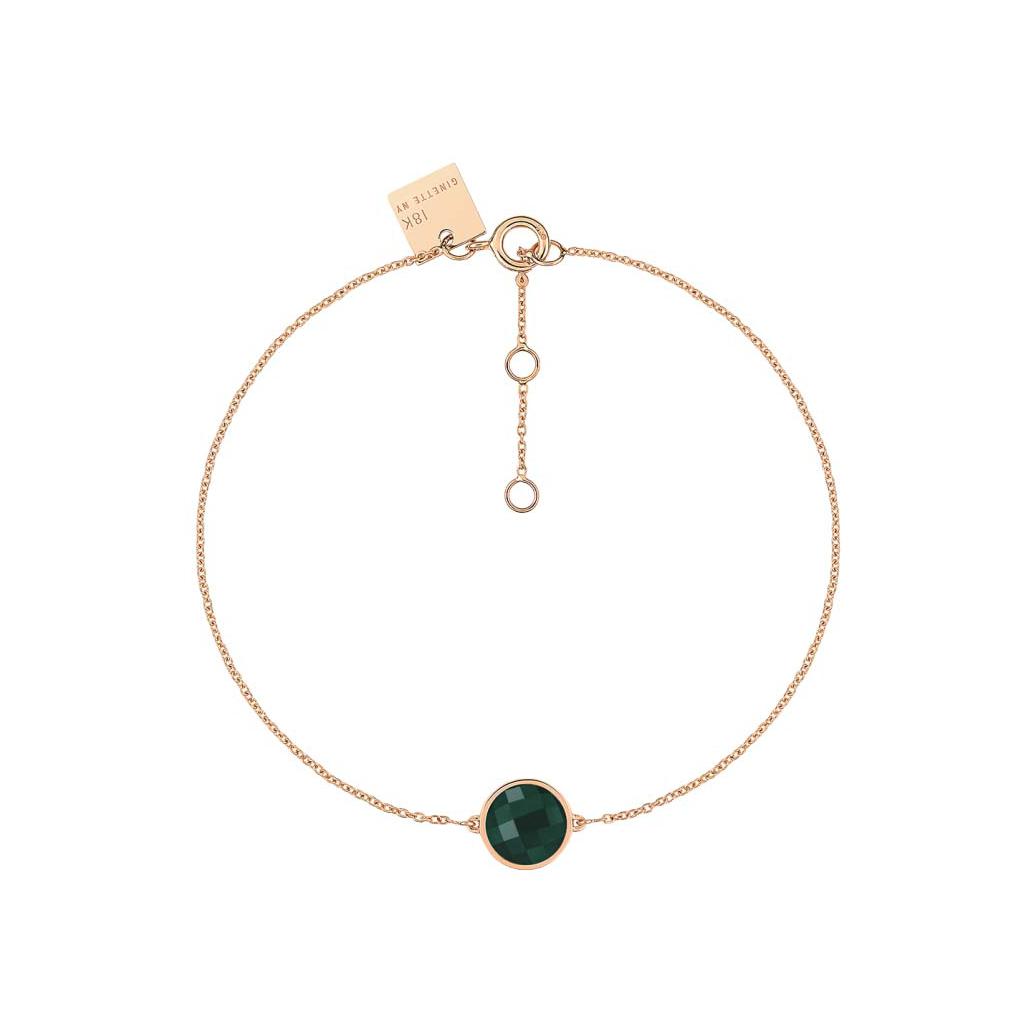 Bracelet Ginette NY MINI EVER en or rose et agate verte