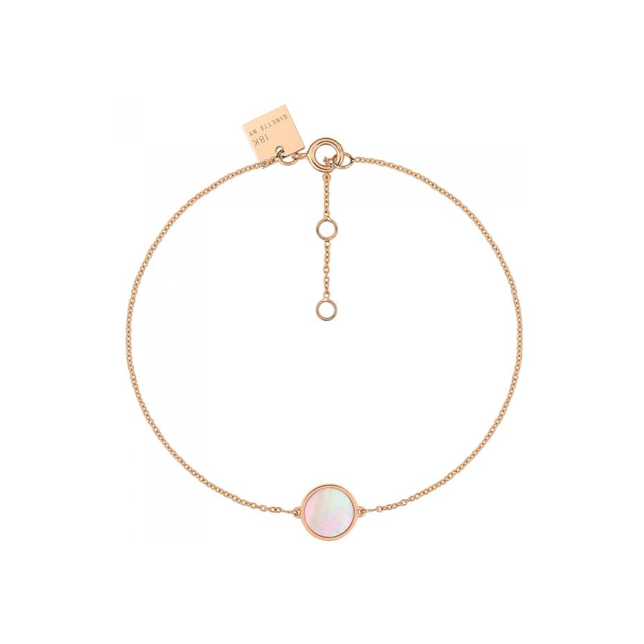 Bracelet Ginette NY MINI EVER DISC en or rose et nacre rose