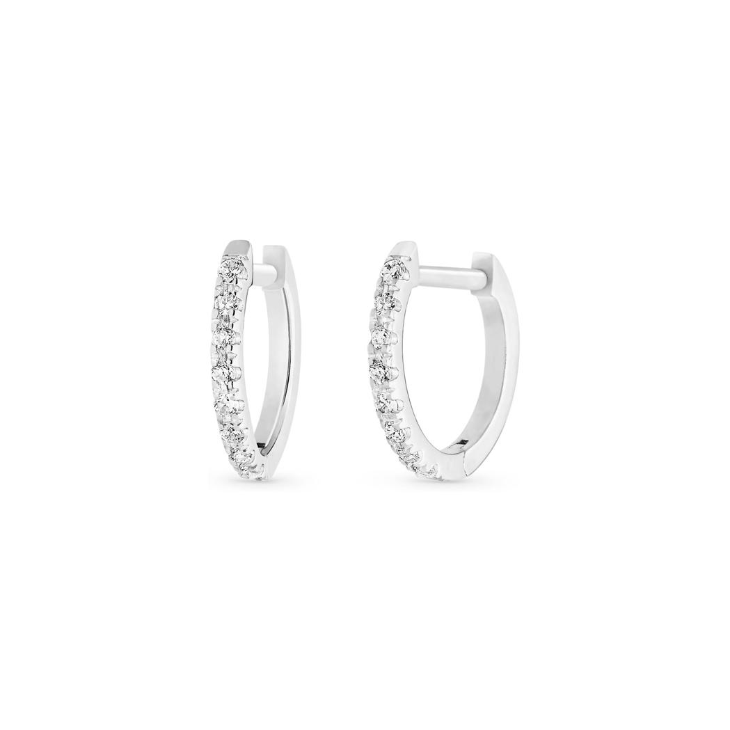 Boucles d'oreilles créoles Ginette NY BE MINE en or blanc et diamants