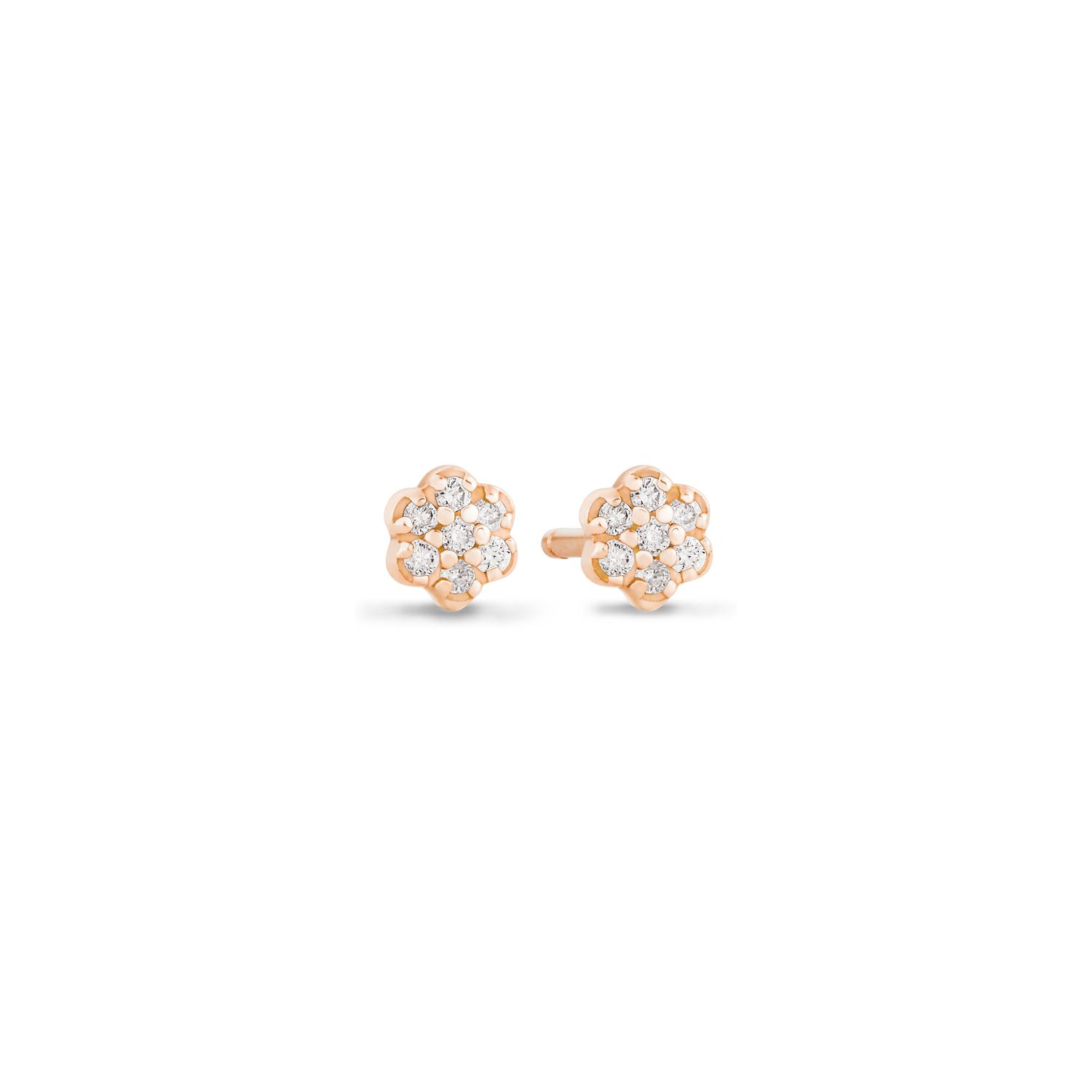 Boucles d'oreilles Ginette NY BE MINE Mini Lotus en or rose et diamants