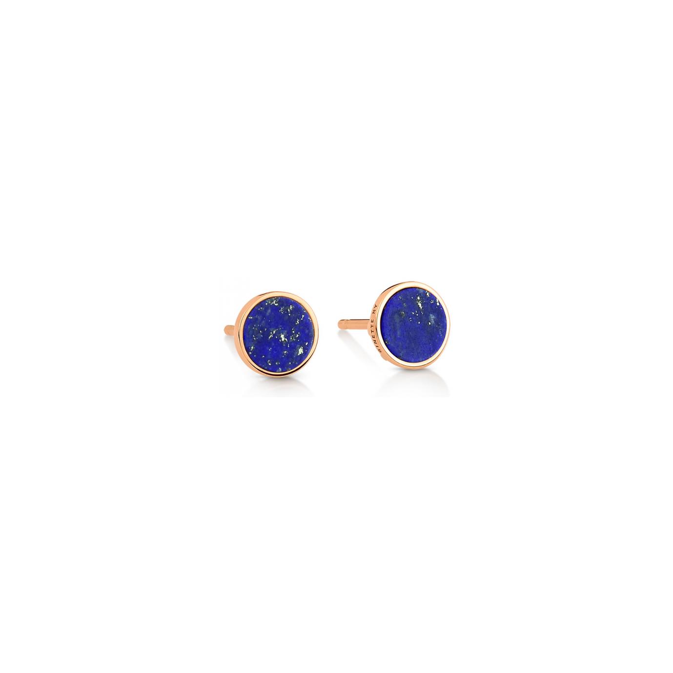 Boucles d'oreilles Ginette NY EVER DISC en or rose et lapis-lazuli