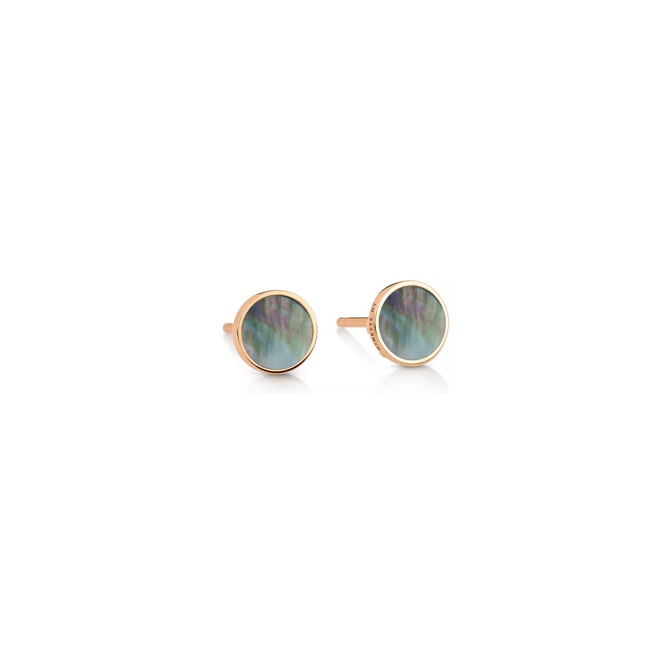 Boucles d'oreilles Ginette NY EVER DISC en or rose et gris