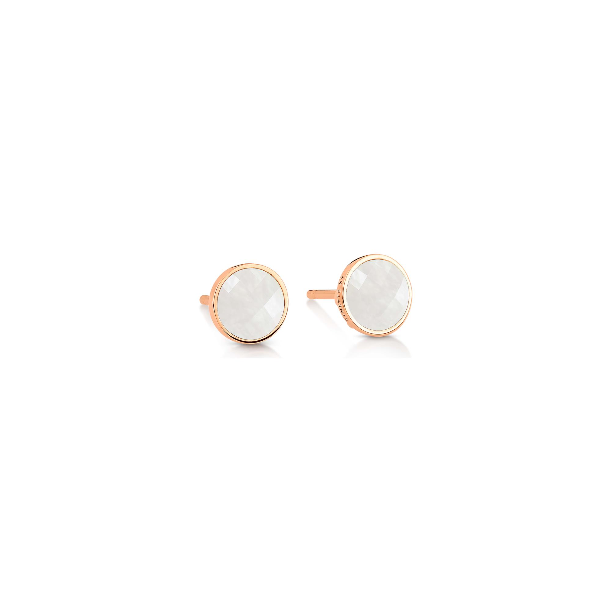 Boucles d'oreilles Ginette NY EVER DISC en or rose et pierre de lune
