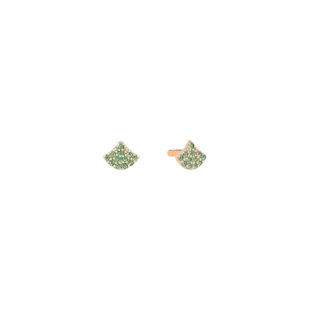 Boucles d'oreilles Ginette NY TINY KOI en or rose et tsavorite