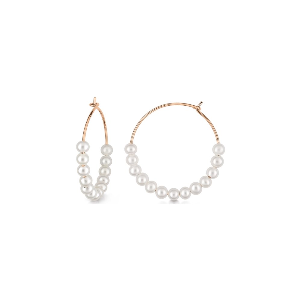 Boucles d'oreilles Ginette NY MARIA en or rose et perles de culture