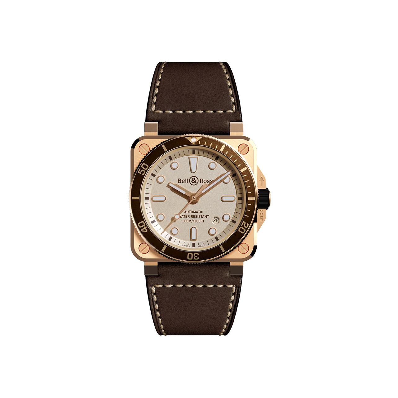 Montre Bell & Ross BR 03-92 Diver White Bronze Édition Limitée bracelet Caoutchouc/Cuir BR0392-D-WH-BR/SCA