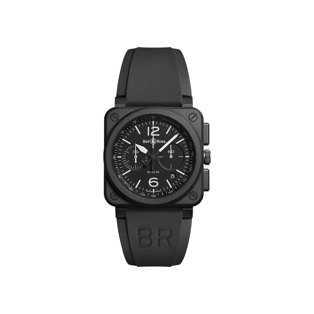 Montre Bell & Ross Aviation BR 03-94 Black Matte bracelet Caoutchouc BR0394-BL-CE