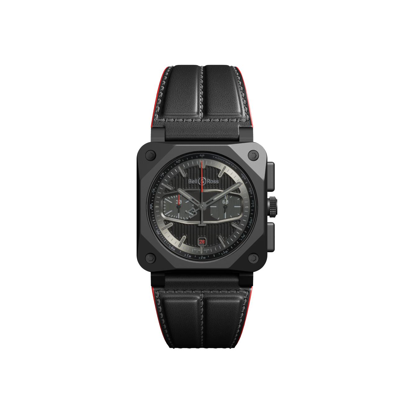 Montre Bell & Ross Instruments BR 03-94 Blacktrack bracelet Cuir/Textile BR0394-BTR-CE/SCA