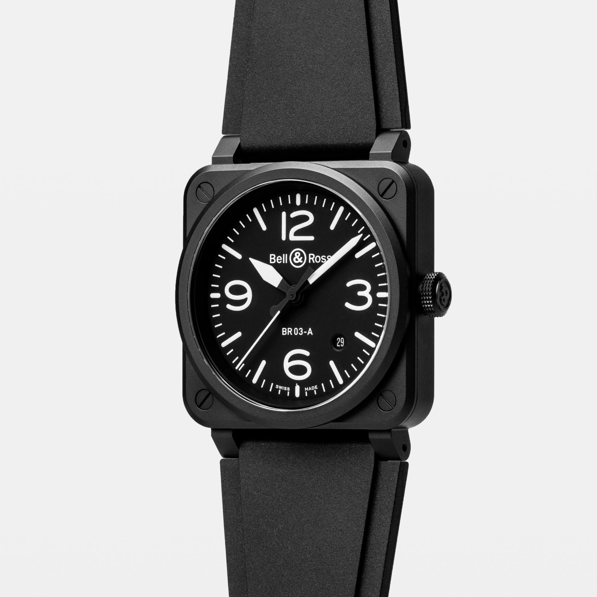 Montre Bell & Ross BR-03 Black Matte bracelet Caoutchouc/Textile BR03A-BL-CE/SRB