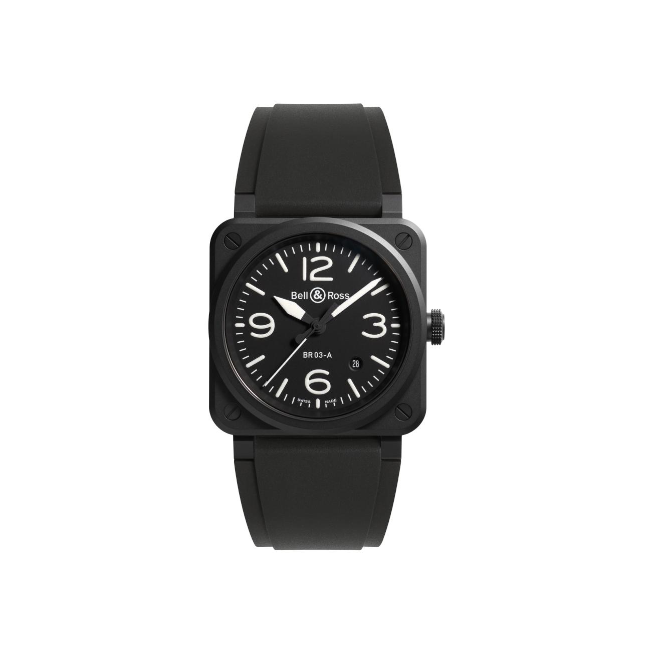 Montre Bell & Ross BR-03 Black Matte bracelet Caoutchouc/Textile BR03A-BL-CE/SRB