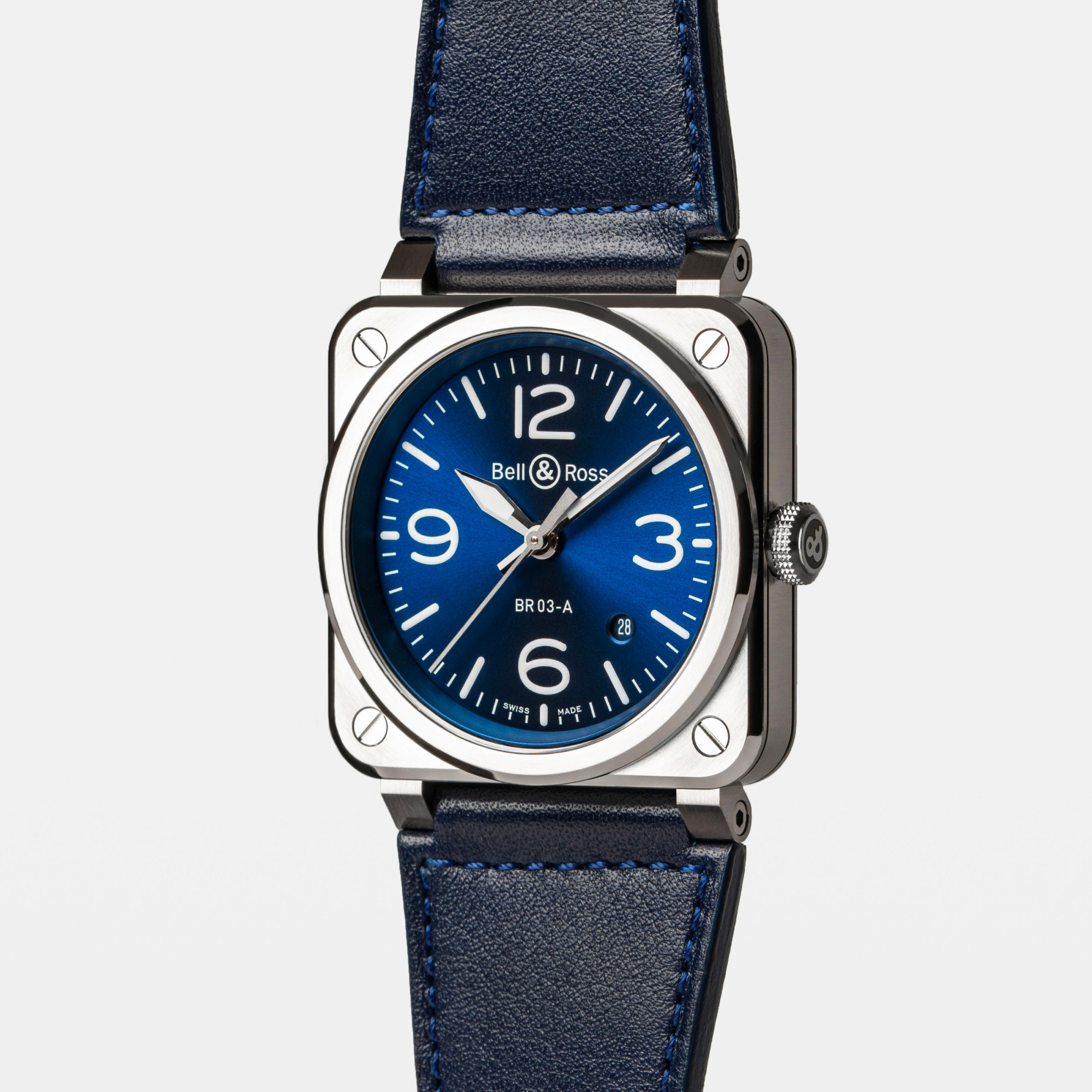 Montre Bell & Ross BR-03 Blue Steel bracelet Cuir/Textile BR03A-BLU-ST/SCA