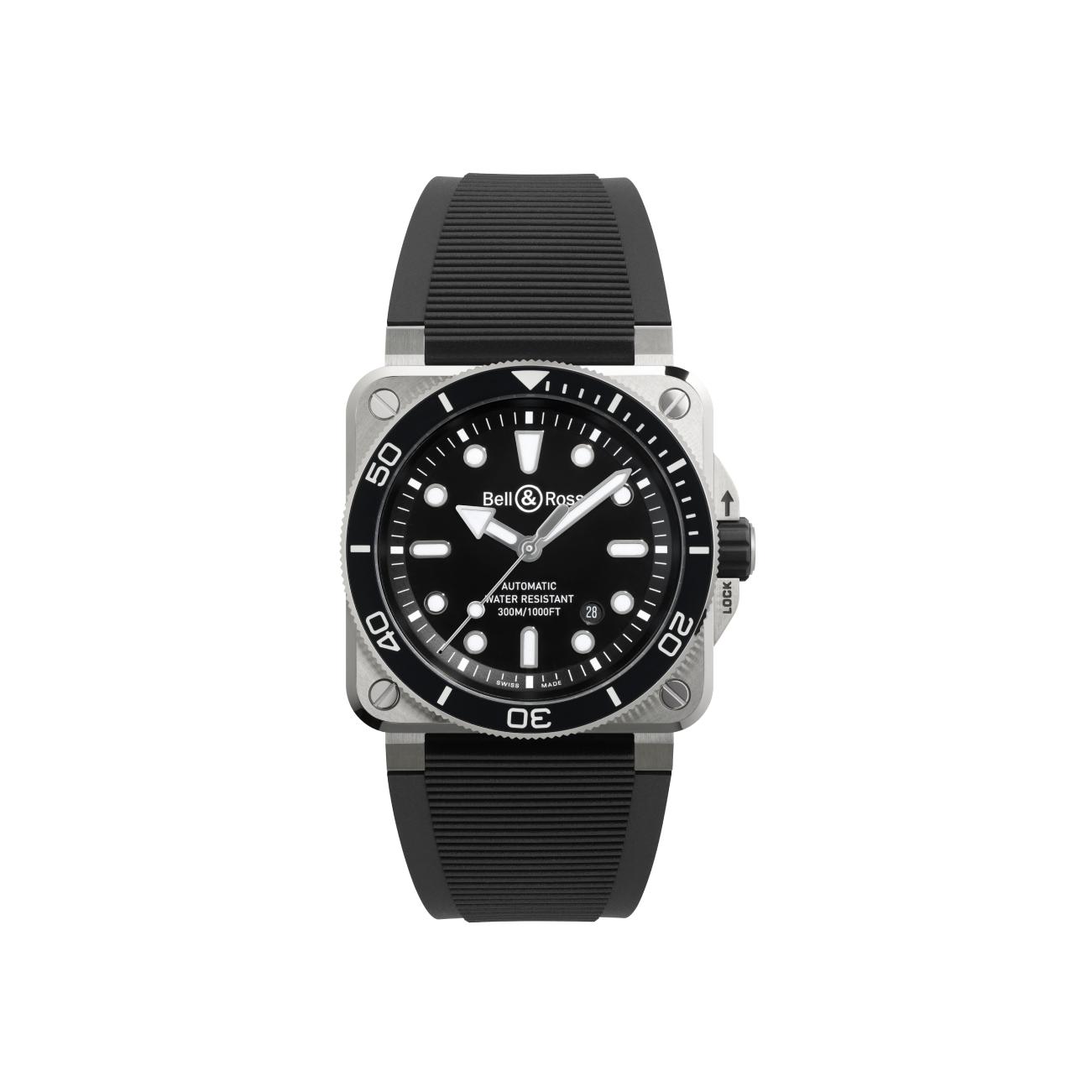 Montre Bell & Ross BR-03 Diver Black Steel cadran Noir bracelet Caoutchouc BR03A-D-BL-ST/SRB