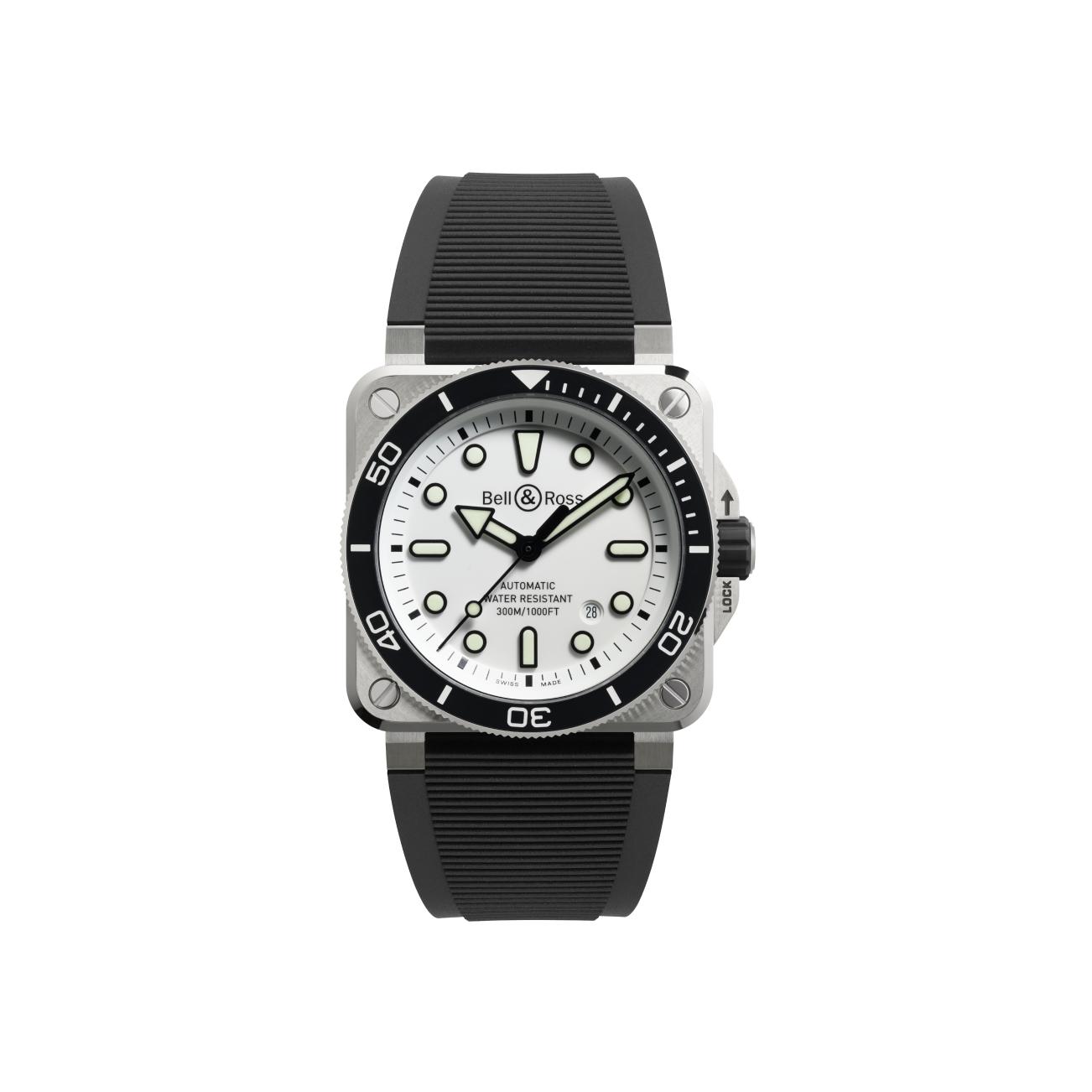Montre Bell & Ross BR-03 Diver White Steel cadran Blanc bracelet Caoutchouc BR03A-D-WH-ST/SRB