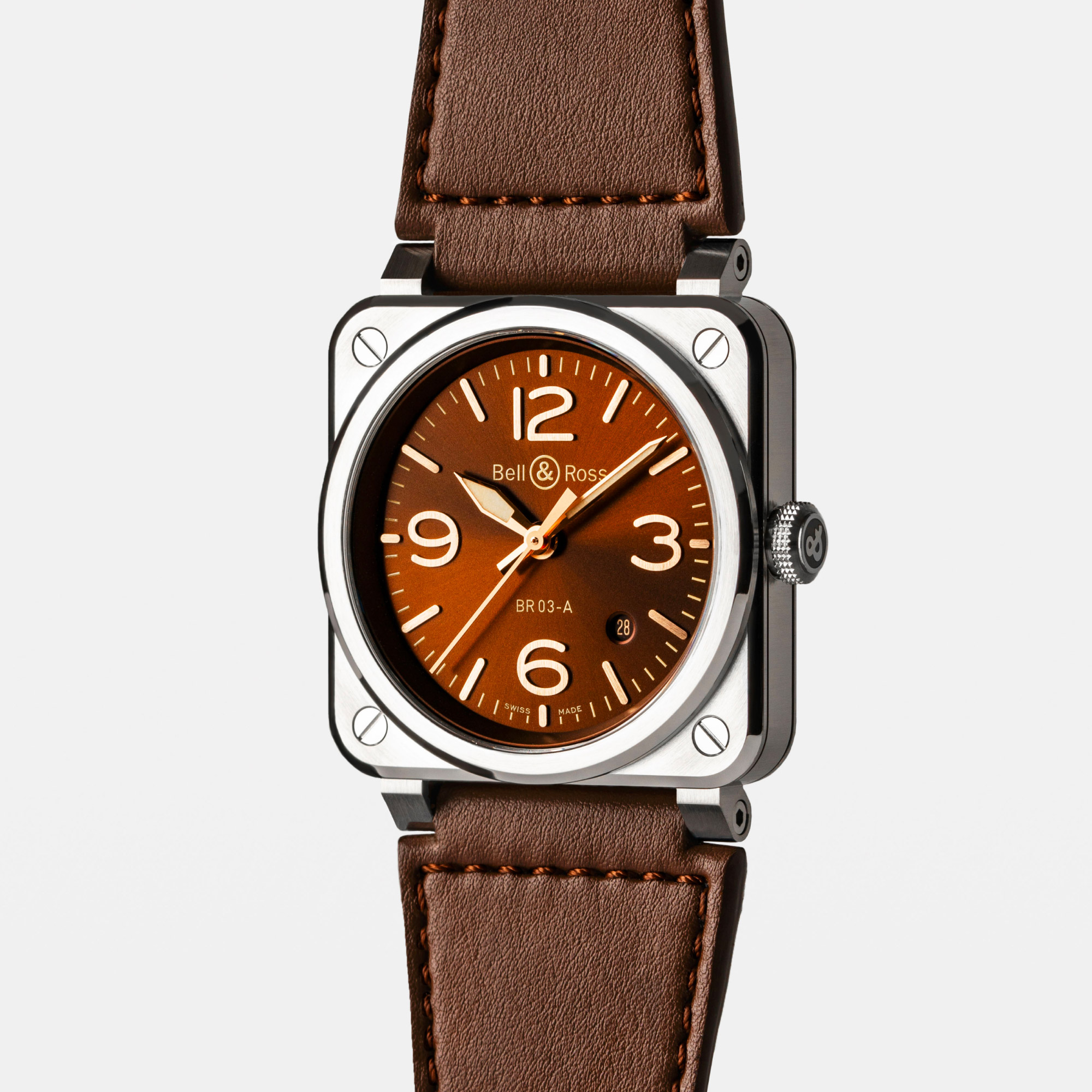 Montre Bell & Ross BR-03 Golden Heritage bracelet Cuir/Textile BR03A-GH-ST/SCA