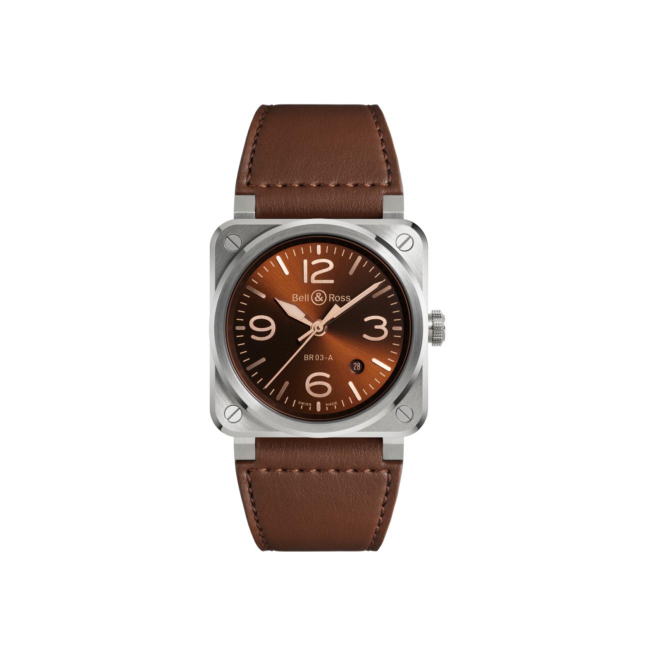 Montre Bell & Ross BR-03 Golden Heritage bracelet Cuir/Textile BR03A-GH-ST/SCA