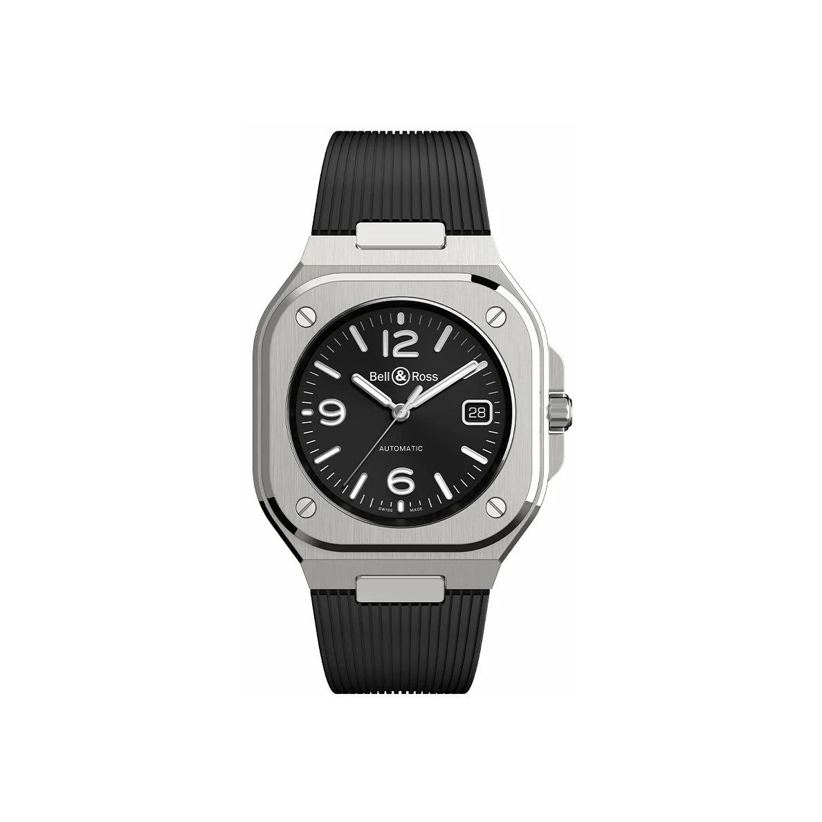 Montre Bell & Ross BR-05 Black Steel bracelet Caoutchouc BR05A-BL-ST/SRB