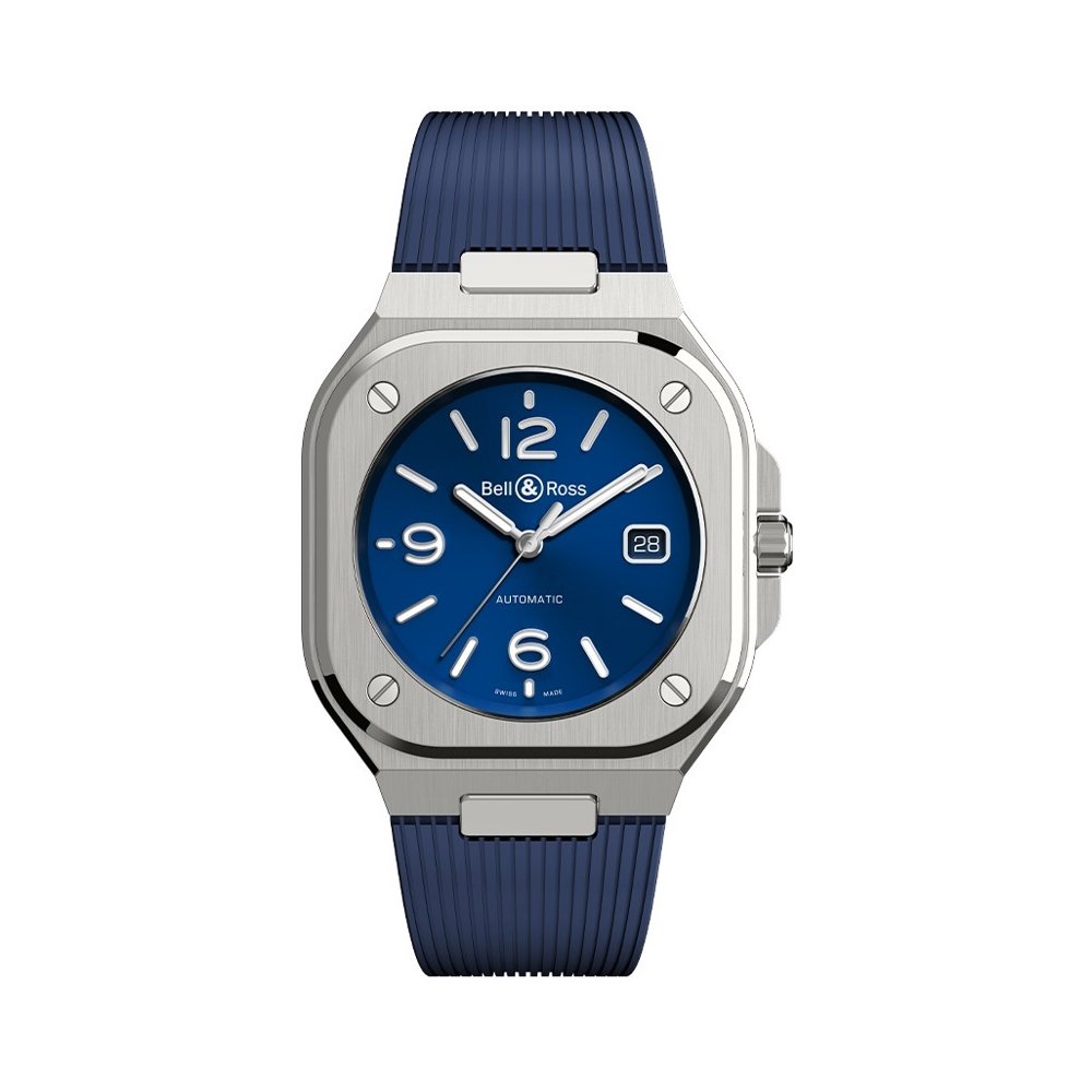 Montre Bell & Ross BR-05 Blue Steel bracelet Caoutchouc BR05A-BLU-ST/SRB