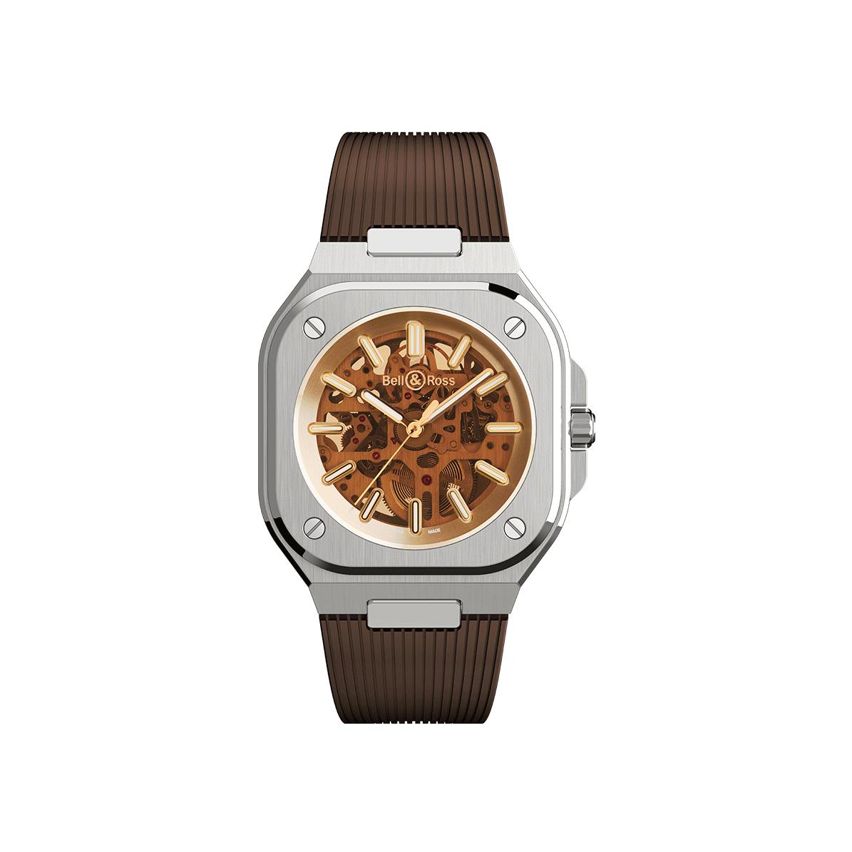 Montre Bell & Ross BR-05 Skeleton Golden Édition Limitée bracelet Caoutchouc BR05A-CH-SKST/SRB