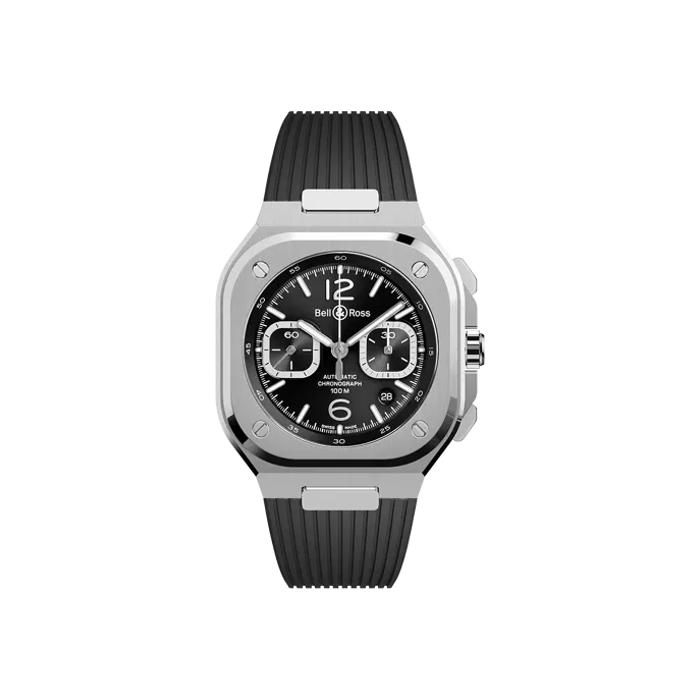 Montre Bell & Ross BR-05 Chrono Black Steel bracelet Caoutchouc BR05C-BLC-ST/SRB