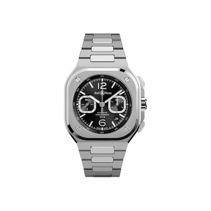 Montre Bell & Ross BR-05 Chrono Black Steel bracelet Caoutchouc BR05C-BLC-ST/SST