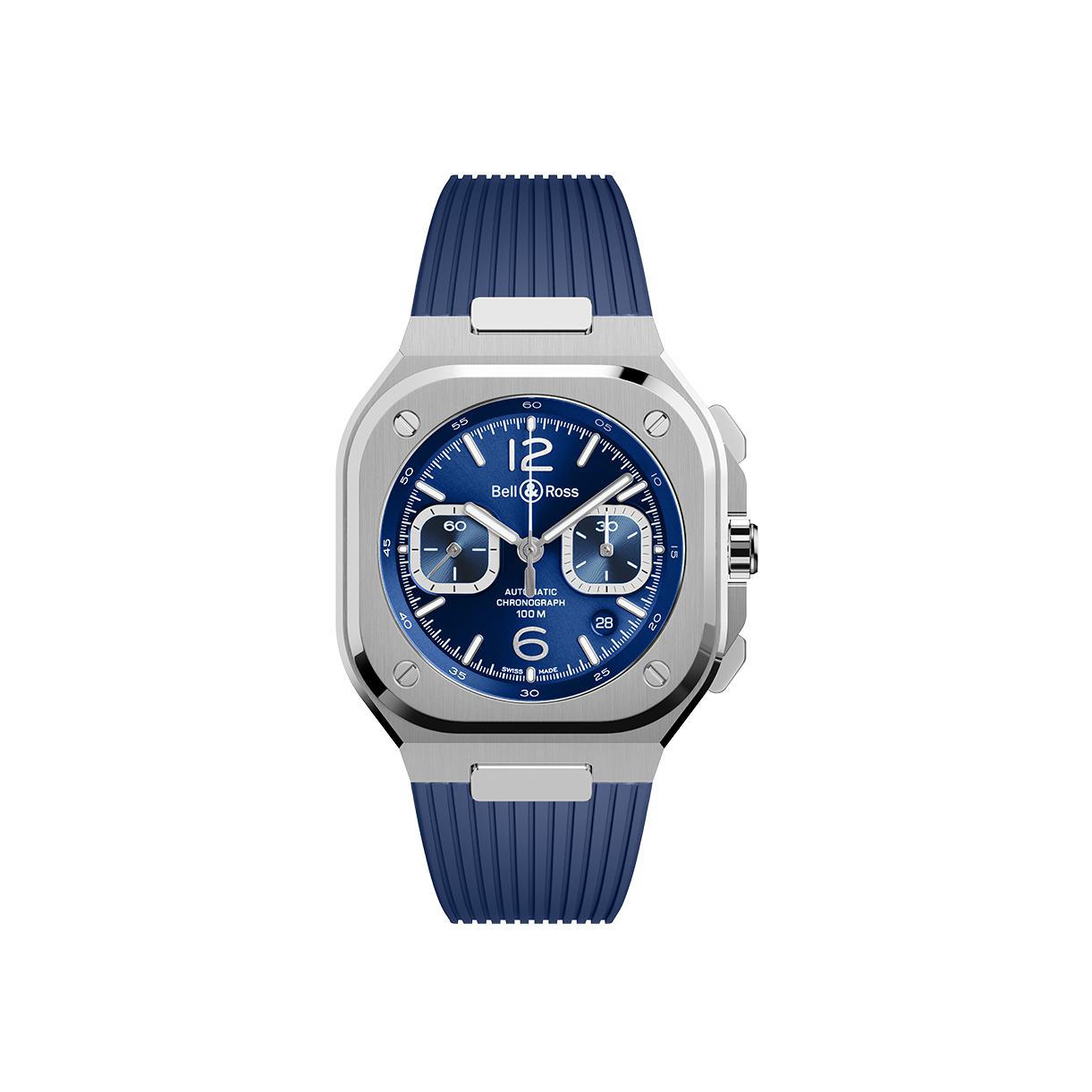 Montre Bell & Ross BR-05 Chrono Blue Steel bracelet Caoutchouc BR05C-BLU-ST/SRB