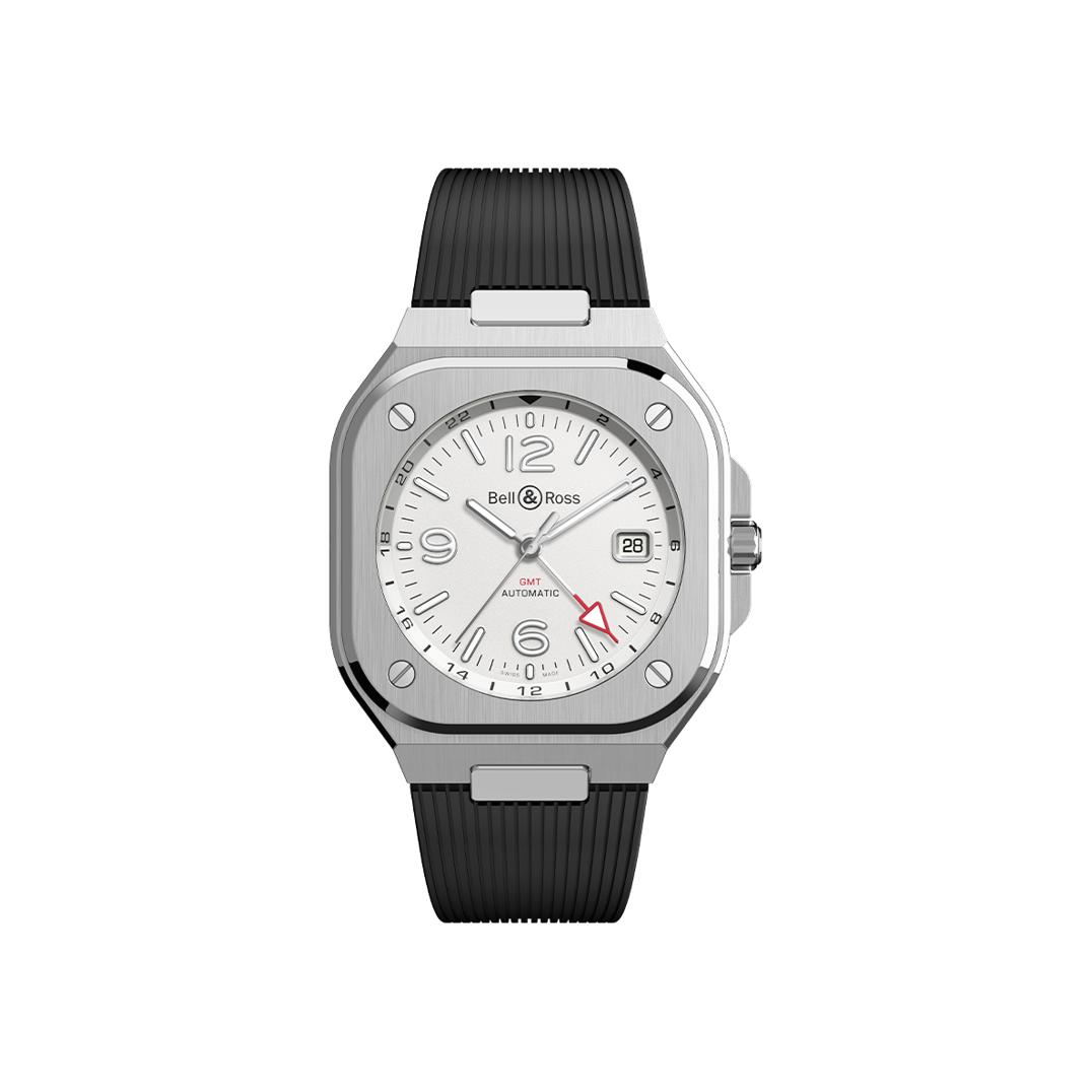 Montre Bell & Ross BR-05 GMT White bracelet Caoutchouc BR05G-SI-ST/SRB