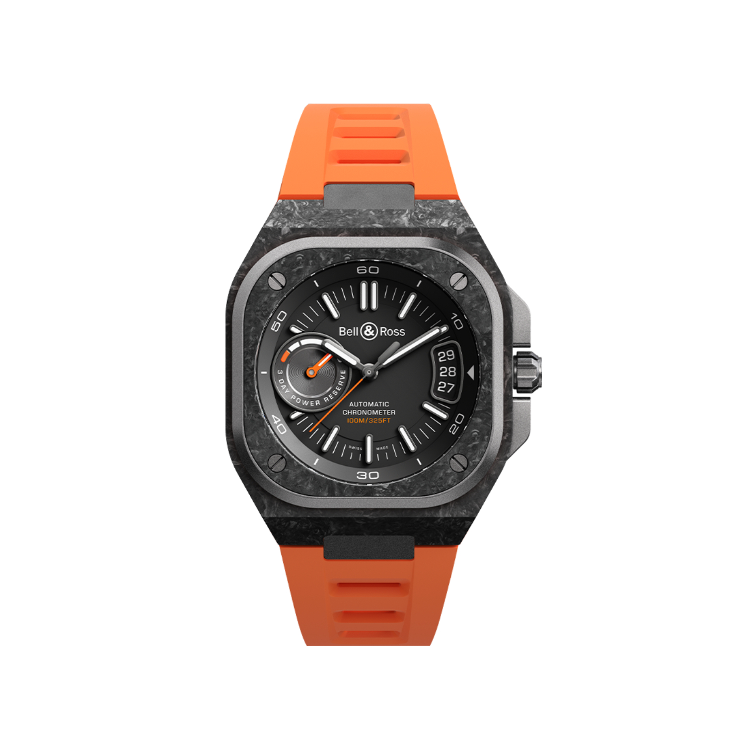 Montre Bell & Ross BR-X5 Carbon Orange Édition Limitée bracelet Caoutchouc BRX5R-BO-TC/SRB