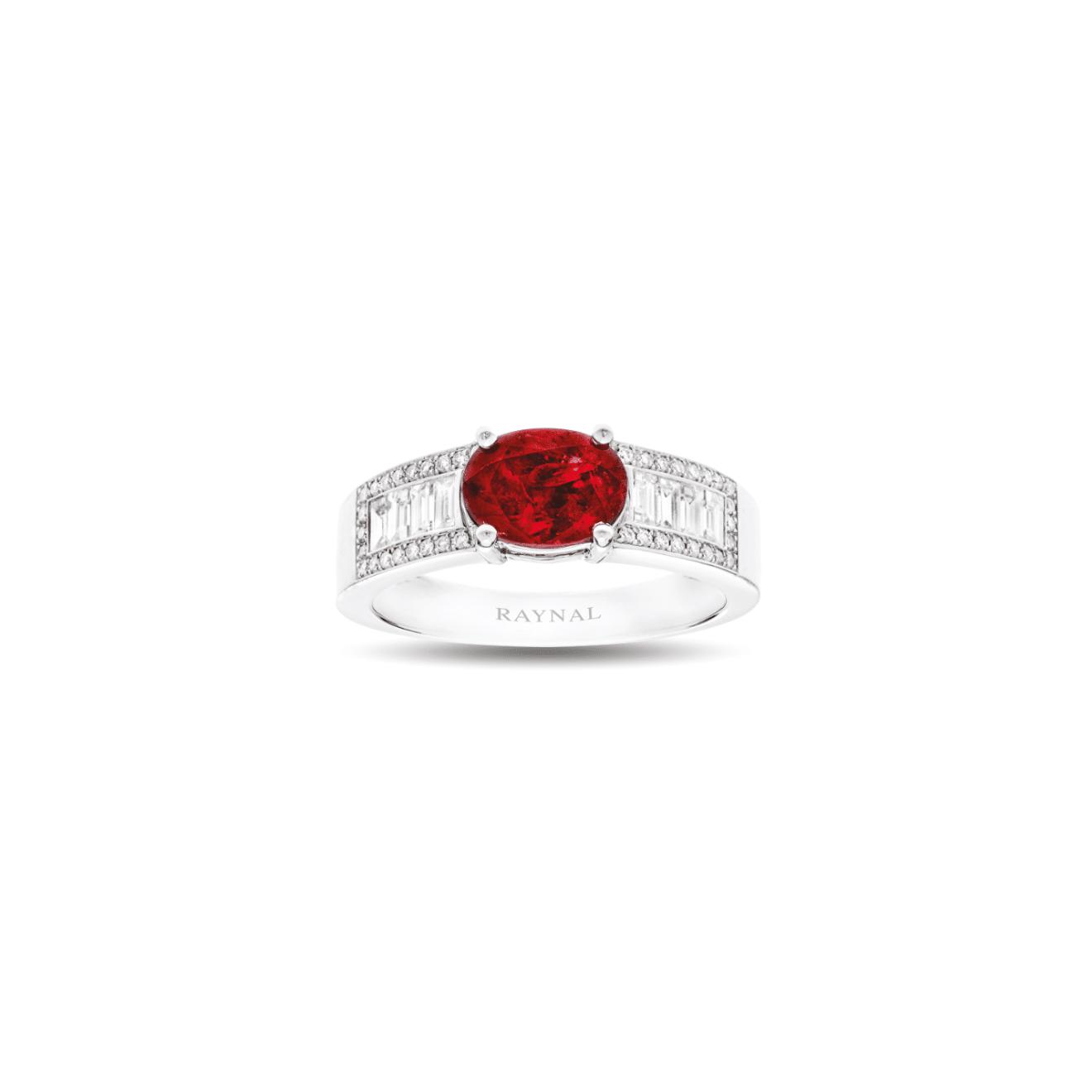 Bague Raynal Arya en or blanc, diamants et rubis