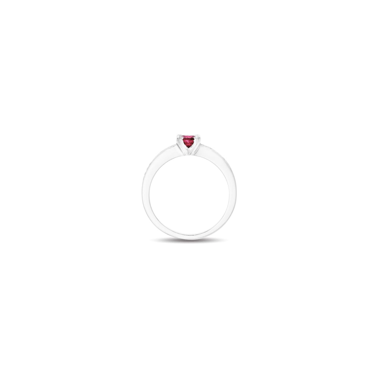 Solitaire Raynal en or blanc, diamants et rubis