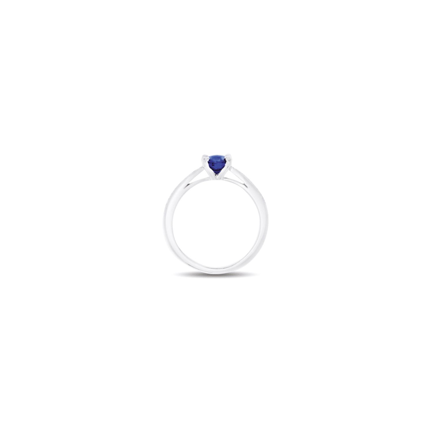 Solitaire Raynal en or blanc, diamants et saphir