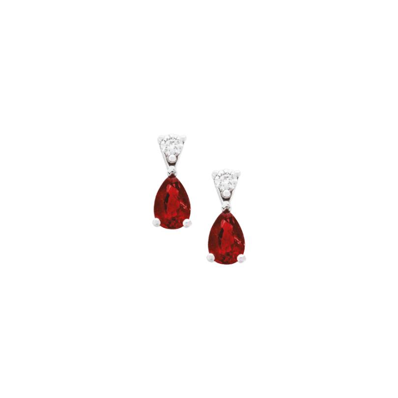 Boucles d'oreilles Raynal Ifire en or blanc, diamants et rubis