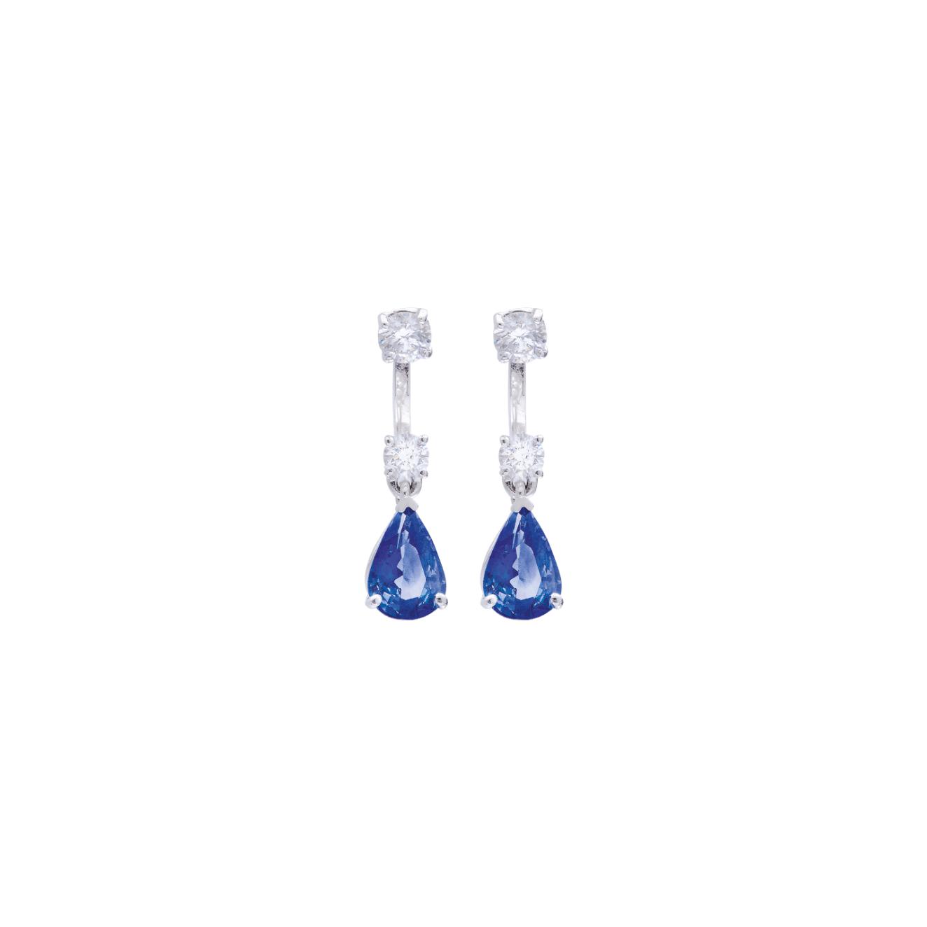 Boucles d'oreilles Raynal Flottantes en or blanc, diamants et saphirs