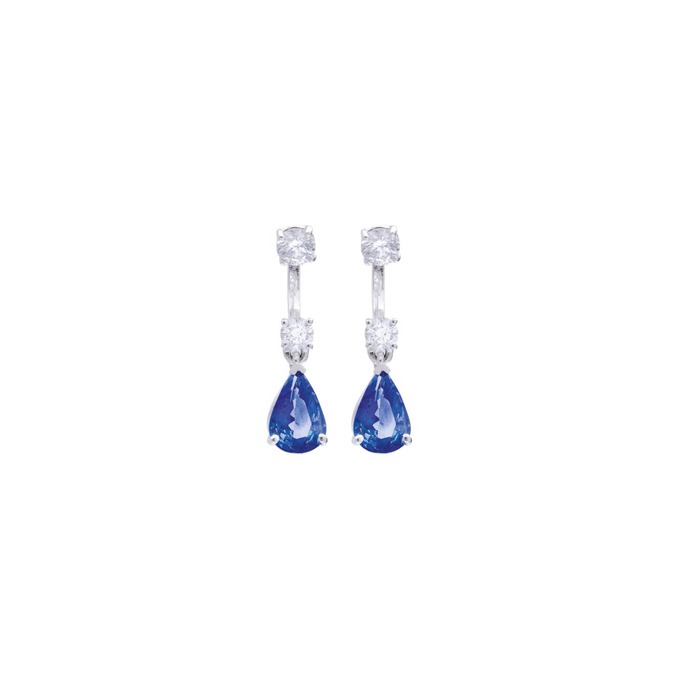 Boucles d'oreilles Raynal Flottantes en or blanc, diamants et saphirs