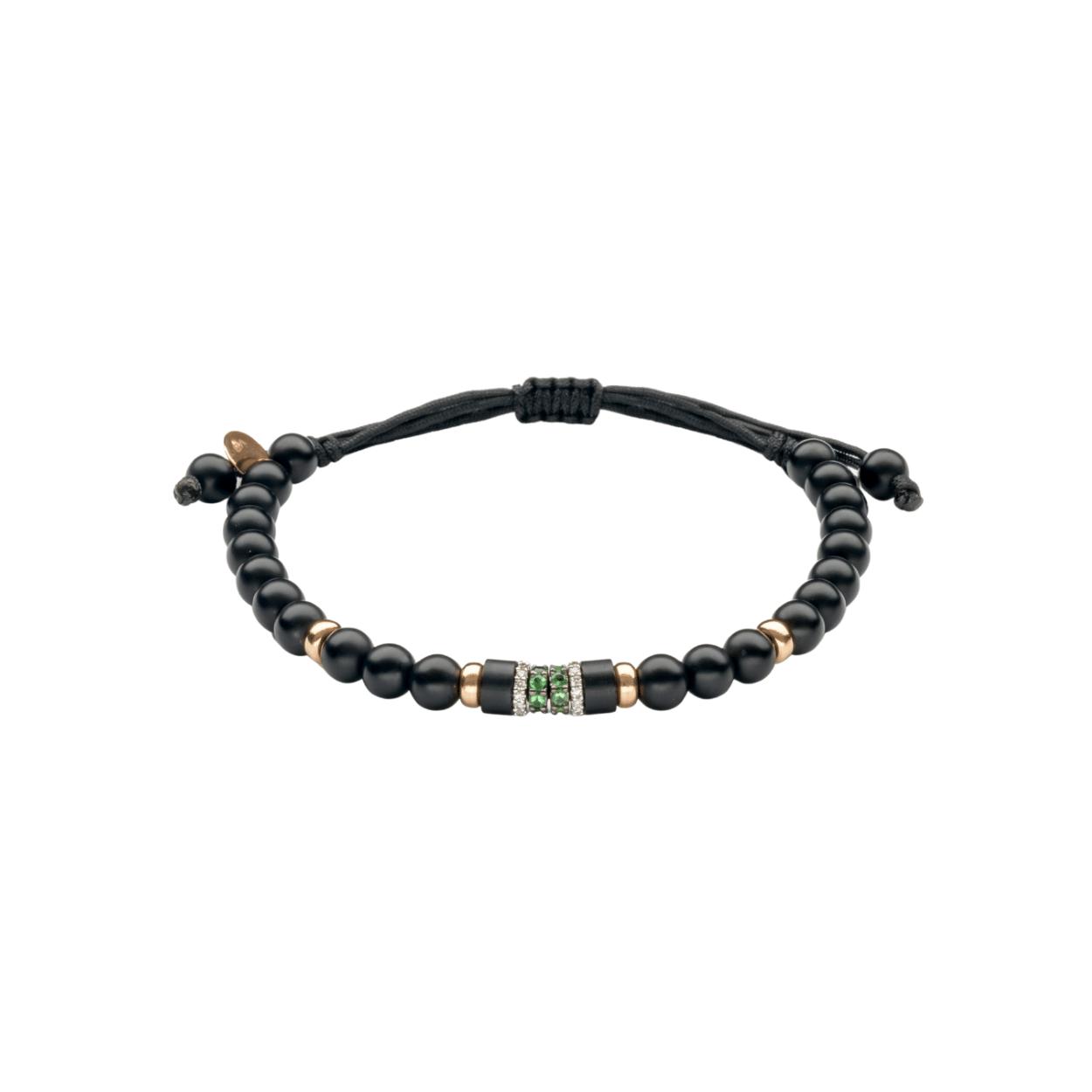 Bracelet Raynal en or rose, diamants, onyx et tsavorites