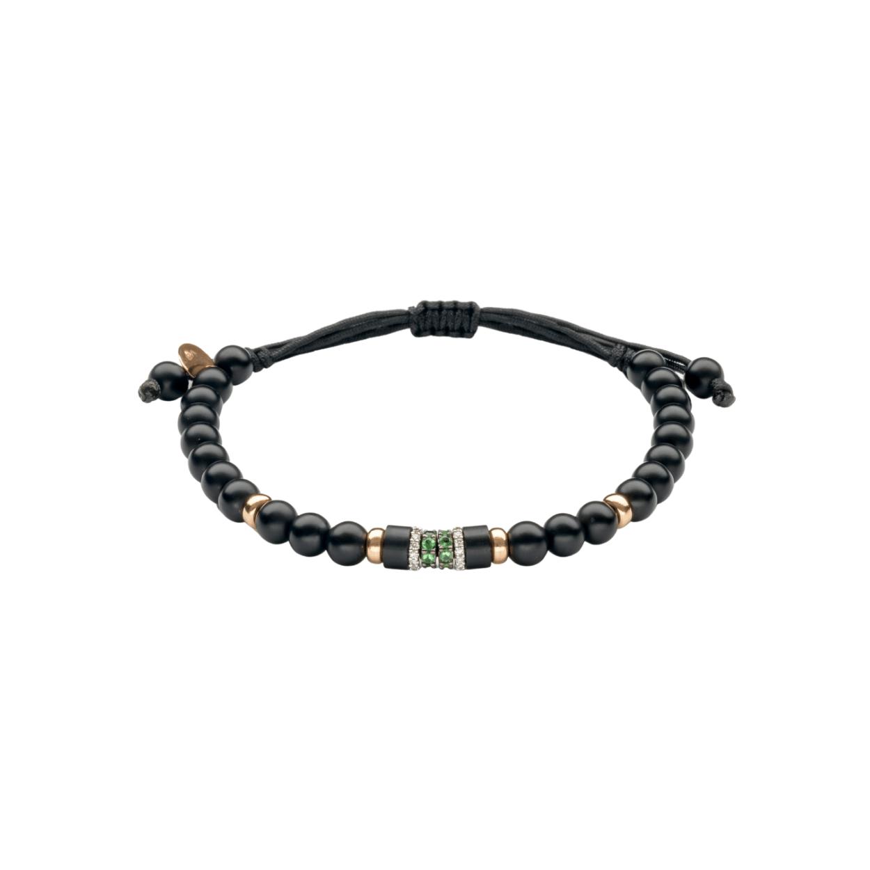 Bracelet Raynal en or rose, diamants, noir et tsavorites