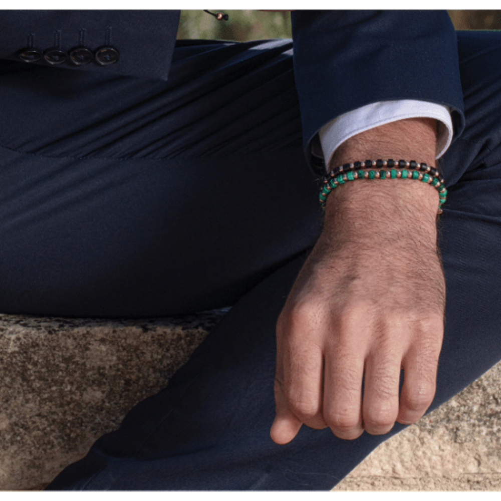 Bracelet Raynal en or rose et vert