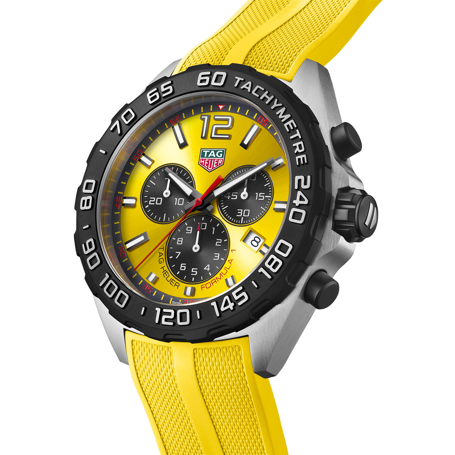Montre TAG Heuer Formula 1 Chronograph Quartz 43mm cadran Jaune bracelet Caoutchouc CAZ101AM.FT8054