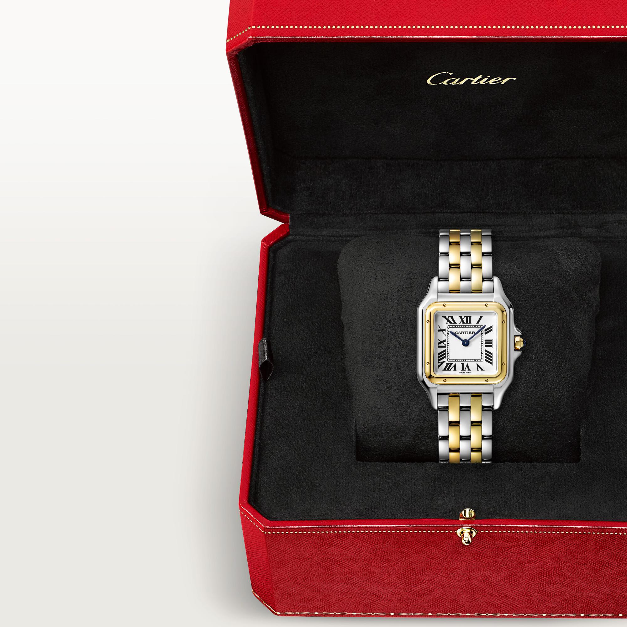 Montre Panthère de Cartier Moyen modèle, mouvement quartz, or jaune, acier