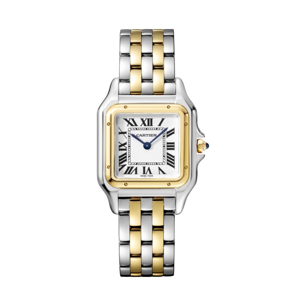 Montre Panthère de Cartier Moyen modèle, mouvement quartz, or jaune, acier