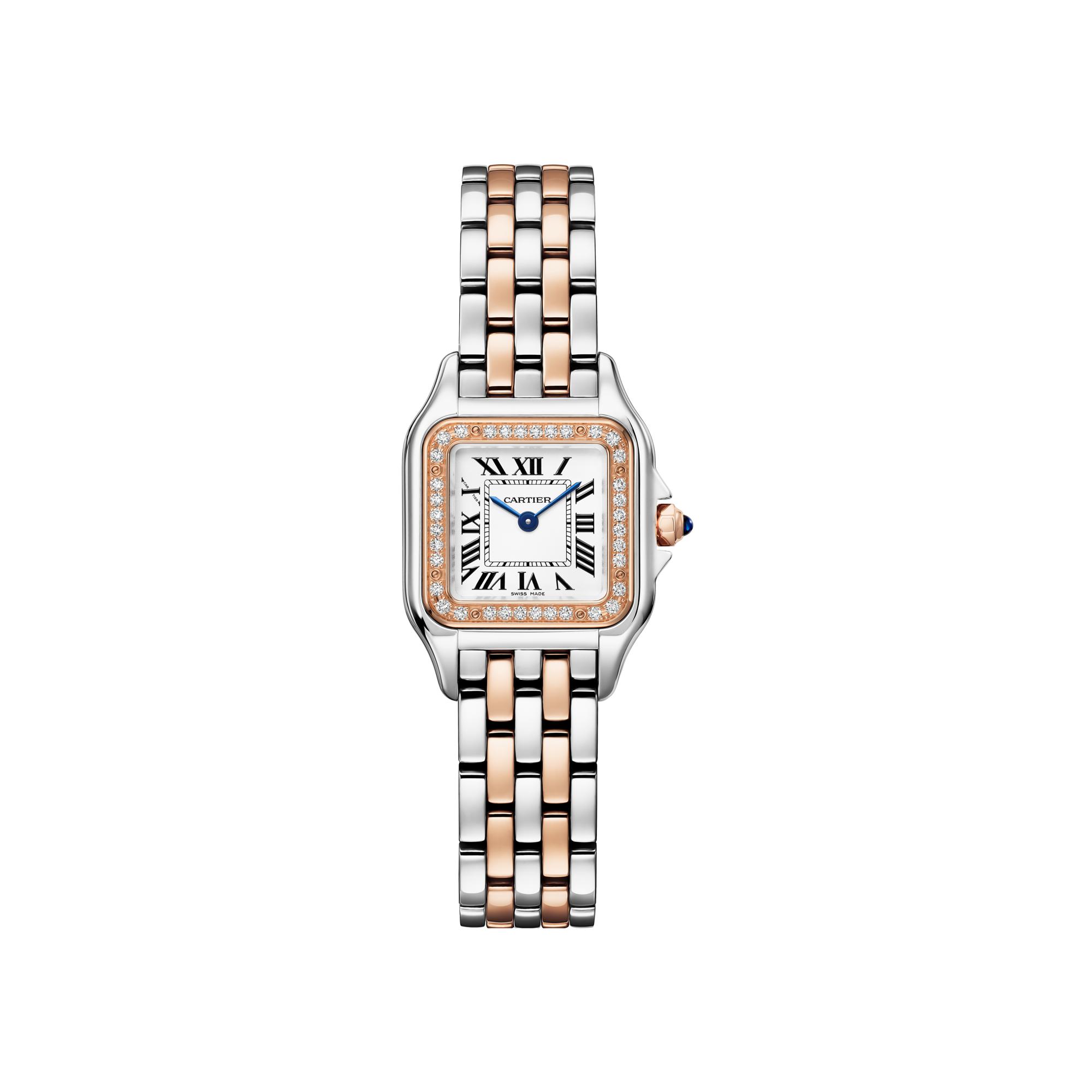 Montre Panthère de Cartier Petit modèle, mouvement quartz, or rose, acier, diamants